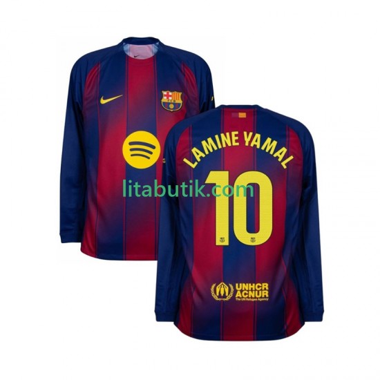 FC Barcelona Lamine Yamal 10 Män Hemma Fotbollströja 2025-2026 Långärmad