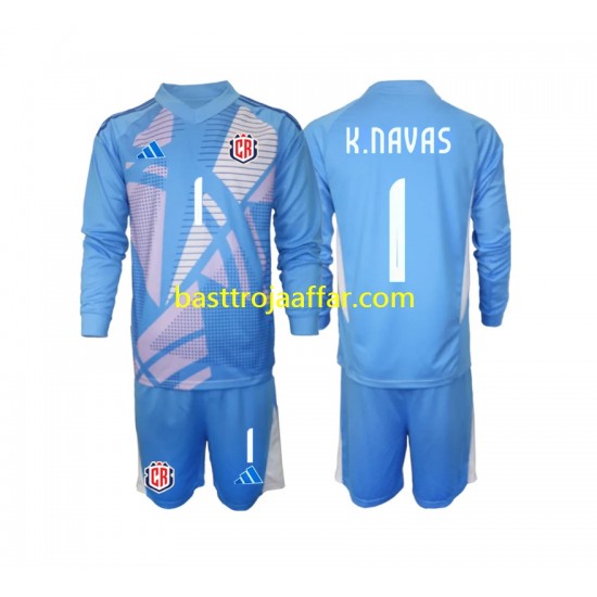 Costa Rica Keylor Navas 1 Målvakt Barn Hemma Fotbollströja 2024 Långärmad