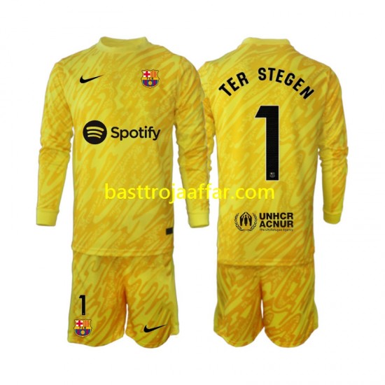 FC Barcelona Ter Stegen 1 Målvakt Barn Borta Fotbollströja 2024-2025 Långärmad