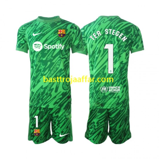 FC Barcelona Ter Stegen 1 Målvakt Barn Hemma Fotbollströja 2024-2025 Kortärmad