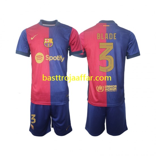 FC Barcelona UCL Font Blade 3 Barn Hemma Fotbollströja 2024-2025 Kortärmad