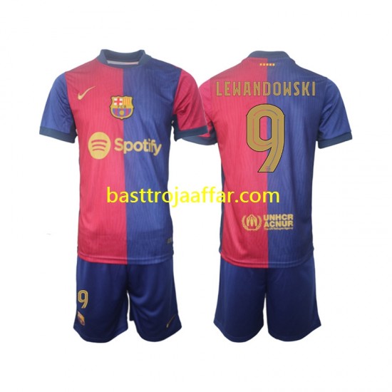 FC Barcelona UCL Font Robert Lewandowski 9 Barn Hemma Fotbollströja 2024-2025 Kortärmad