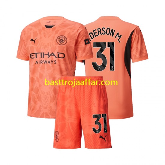 Manchester City Ederson M 31 Målvakt Barn Borta Fotbollströja 2024-2025 Kortärmad