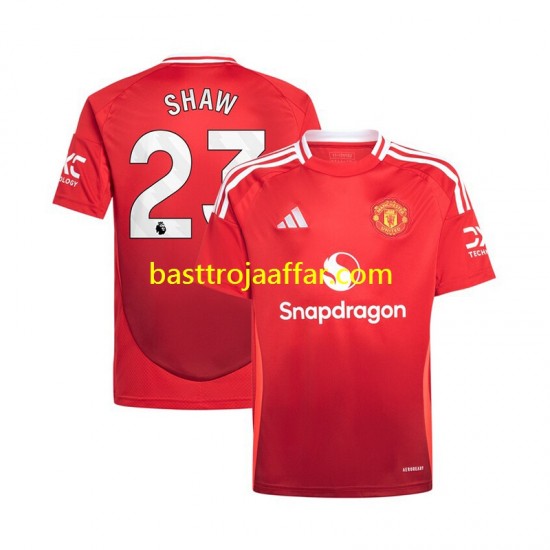 Manchester United Luke Shaw 23 Män Hemma Fotbollströja 2024-2025 Kortärmad