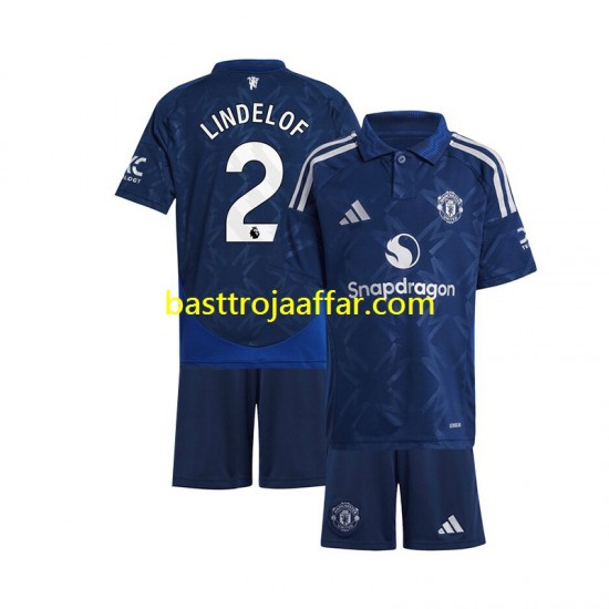 Manchester United Victor Lindelof 2 Barn Borta Fotbollströja 2024-2025 Kortärmad