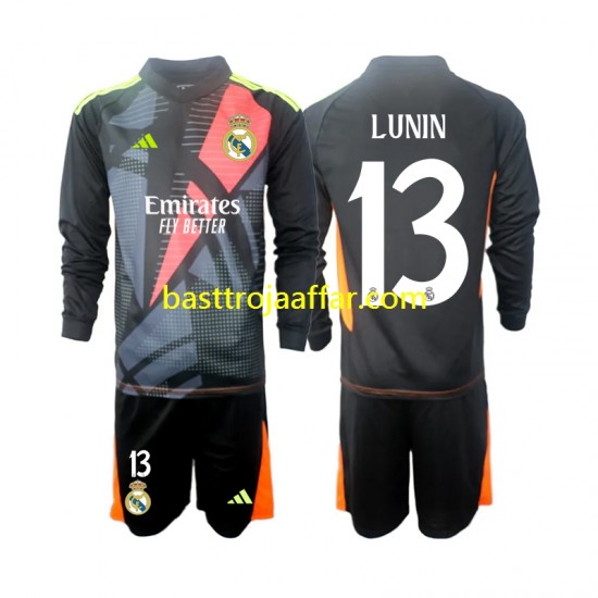 Real Madrid Andriy Lunin 13 Målvakt Barn Borta Fotbollströja 2024-2025 Långärmad