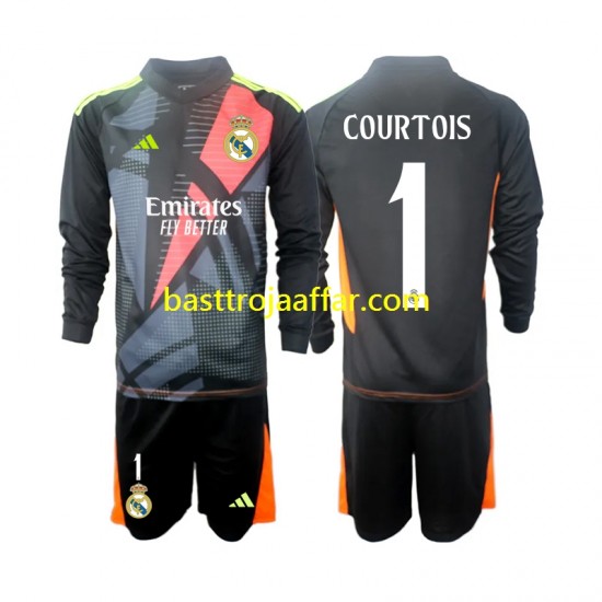 Real Madrid Thibaut Courtois 1 Målvakt Barn Borta Fotbollströja 2024-2025 Långärmad