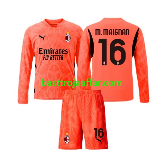 AC Milan Mike Maignan 16 Målvakt Barn Fjärde Fotbollströja 2024-2025 Långärmad