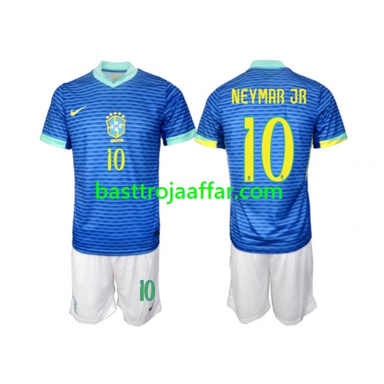 Brasilien Neymar JR 10 Barn Borta Fotbollströja 2024 Kortärmad