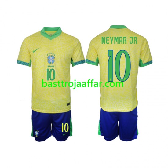 Brasilien Neymar JR 10 Barn Hemma Fotbollströja 2024 Kortärmad