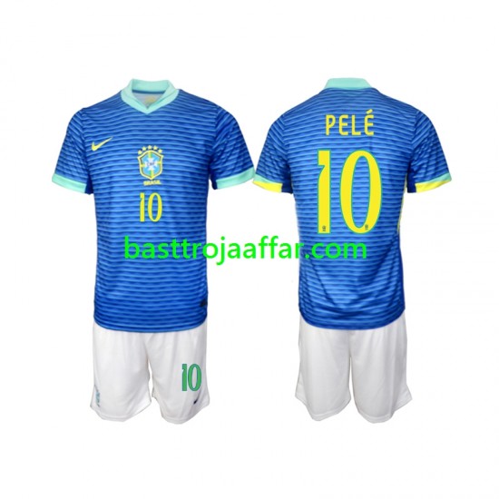 Brasilien PELE 10 Barn Borta Fotbollströja 2024 Kortärmad