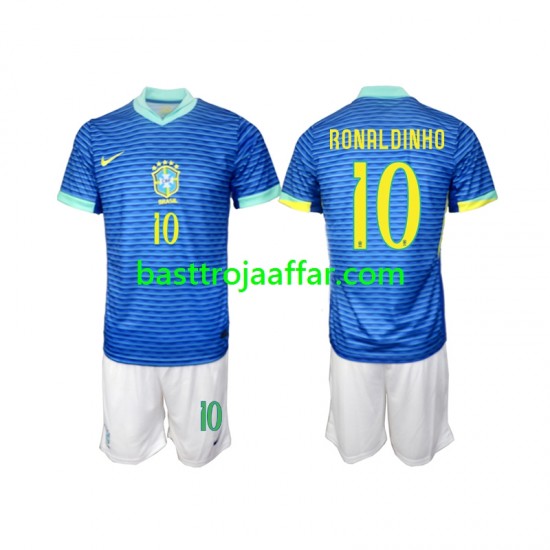 Brasilien Ronaldinho 10 Barn Borta Fotbollströja 2024 Kortärmad