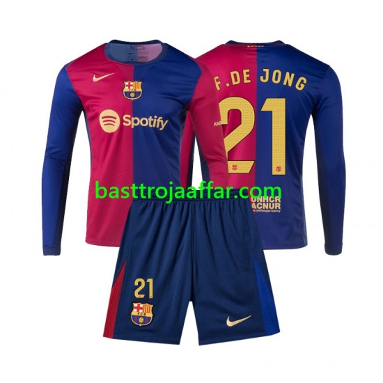 FC Barcelona Frenkie de Jong 21 Barn Hemma Fotbollströja 2024-2025 Långärmad