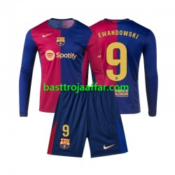 FC Barcelona Lewandowski 9 Barn Hemma Fotbollströja 2024-2025 Långärmad