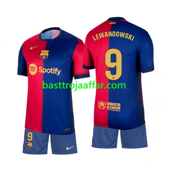 FC Barcelona Lewandowski 9 Barn Hemma Fotbollströja 2024-2025 Kortärmad