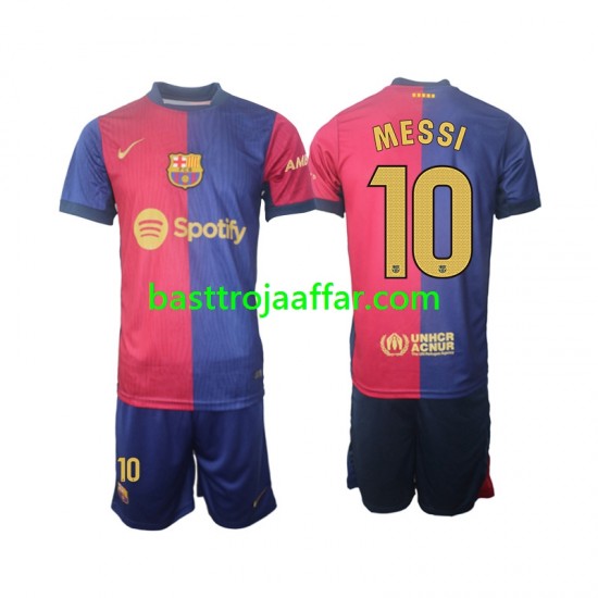 FC Barcelona Lionel Messi 10 Barn Hemma Fotbollströja 2024-2025 Kortärmad