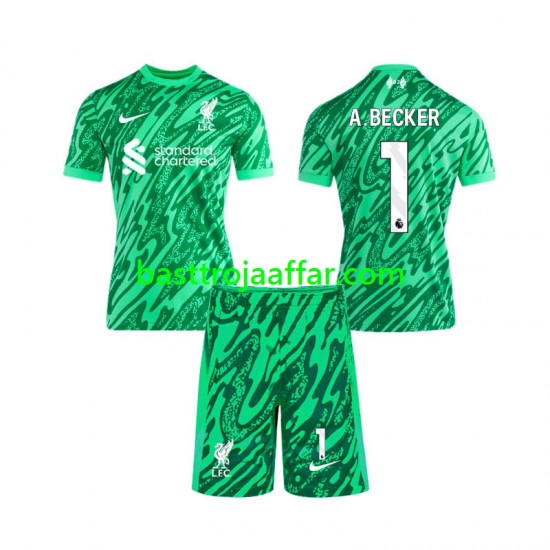 Liverpool Alisson Becker 1 Målvakt Barn Borta Fotbollströja 2024-2025 Kortärmad