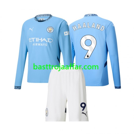 Manchester City Erling Haaland 9 Barn Hemma Fotbollströja 2024-2025 Långärmad