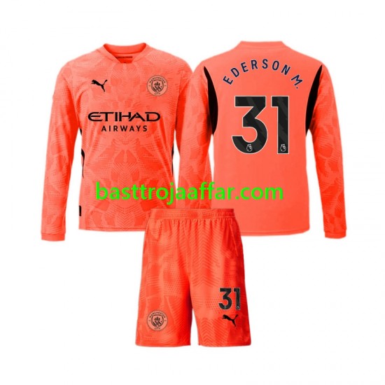 Manchester City Ederson Moraes 31 Målvakt Barn Borta Fotbollströja 2024-2025 Långärmad
