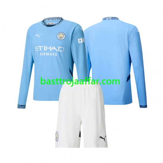 Manchester City Barn Hemma Fotbollströja 2024-2025 Långärmad