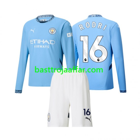 Manchester City Rodri 16 Barn Hemma Fotbollströja 2024-2025 Långärmad