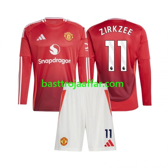 Manchester United Joshua Zirkzee 11 Barn Hemma Fotbollströja 2024-2025 Långärmad