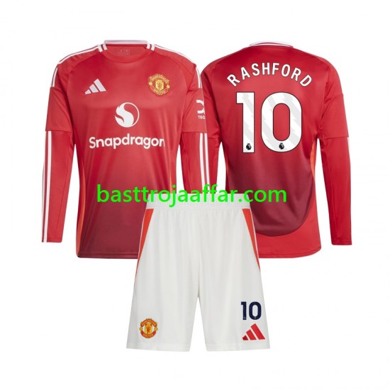 Manchester United Marcus Rashford 10 Barn Hemma Fotbollströja 2024-2025 Långärmad