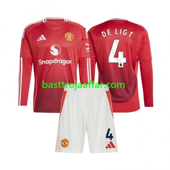 Manchester United Matthijs de Ligt 4 Barn Hemma Fotbollströja 2024-2025 Långärmad