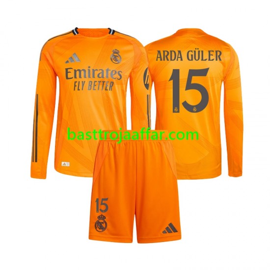 Real Madrid Arda Guler 15 Barn Borta Fotbollströja 2024-2025 Långärmad