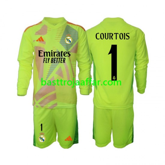 Real Madrid COURTOIS 1 Målvakt Barn Fjärde Fotbollströja 2024-2025 Långärmad