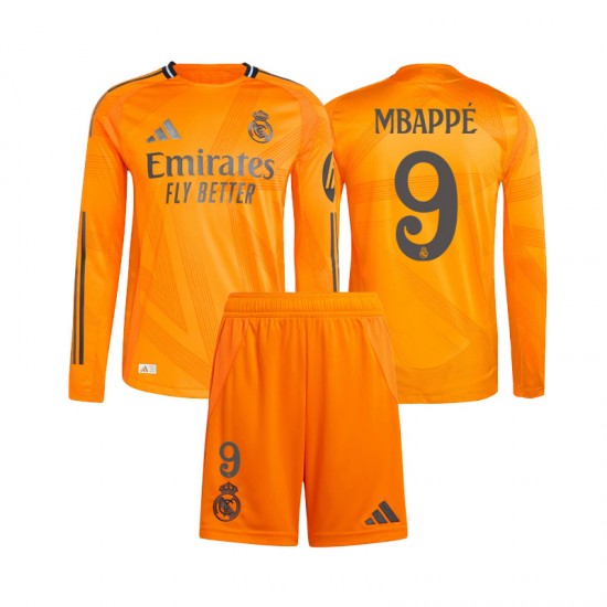 Real Madrid Mbappé 9 Barn Borta Fotbollströja 2024-2025 Långärmad