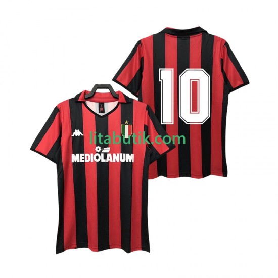AC Milan 10 1988 1989 Retro Män Hemma Fotbollströja Kortärmad