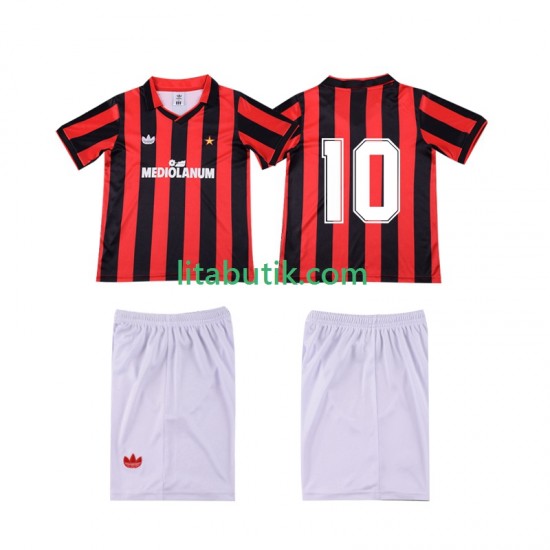 AC Milan 10 1990 1991 Retro Barn Hemma Fotbollströja Kortärmad