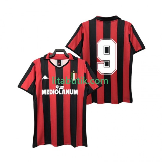 AC Milan 9 1988 1989 Retro Män Hemma Fotbollströja Kortärmad