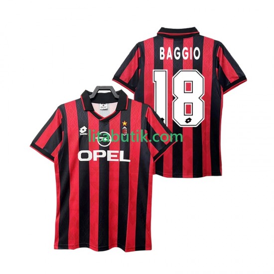 AC Milan BAGGIO 18 1995 1996 Retro Män Hemma Fotbollströja Kortärmad