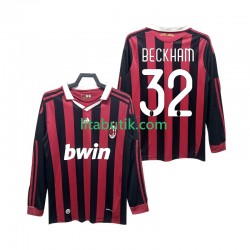 AC Milan BECKHAM 32 2009 Retro Män Hemma Fotbollströja 2010 Långärmad