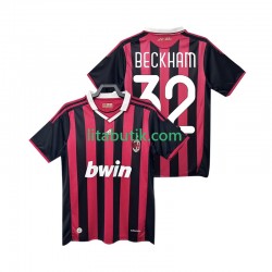 AC Milan BECKHAM 32 2009 Retro Män Hemma Fotbollströja 2010 Kortärmad