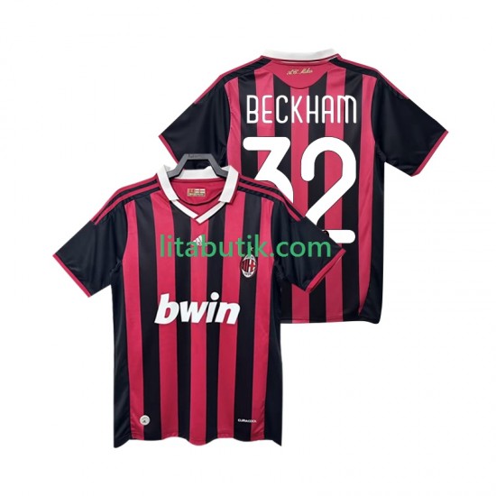 AC Milan BECKHAM 32 2009 Retro Män Hemma Fotbollströja 2010 Kortärmad