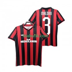 AC Milan MALDINI 3 1990 1991 Retro Män Hemma Fotbollströja Kortärmad