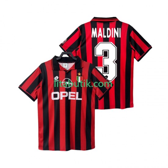 AC Milan MALDINI 3 1996 1997 Retro Män Hemma Fotbollströja Kortärmad