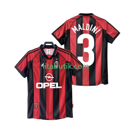 AC Milan MALDINI 3 Retro Män Hemma Fotbollströja 1998 1999 Kortärmad