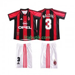 AC Milan MALDINI 3 Retro Barn Hemma Fotbollströja 1998 1999 Kortärmad