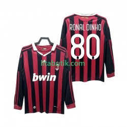 AC Milan RONALDINHO 80 2009 Retro Män Hemma Fotbollströja 2010 Långärmad