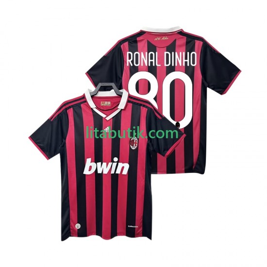 AC Milan RONALDINHO 80 2009 Retro Män Hemma Fotbollströja 2010 Kortärmad