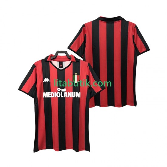 AC Milan 1988 1989 Retro Män Hemma Fotbollströja Kortärmad