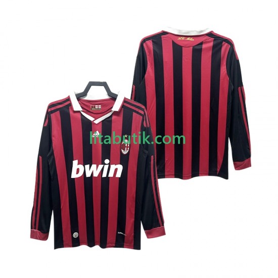 AC Milan 2009 Retro Män Hemma Fotbollströja 2010 Långärmad