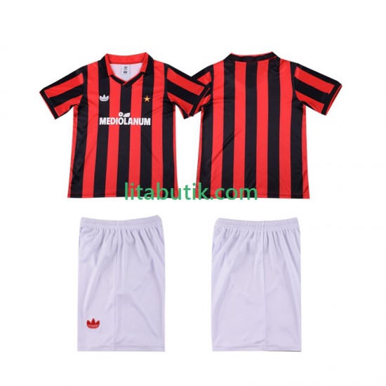 AC Milan 1990 1991 Retro Barn Hemma Fotbollströja Kortärmad