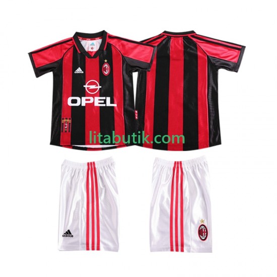 AC Milan Retro Barn Hemma Fotbollströja 1998 1999 Kortärmad