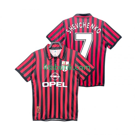 AC Milan SHEVCHENKO 7 2000 Retro Män Hemma Fotbollströja 1999 Kortärmad