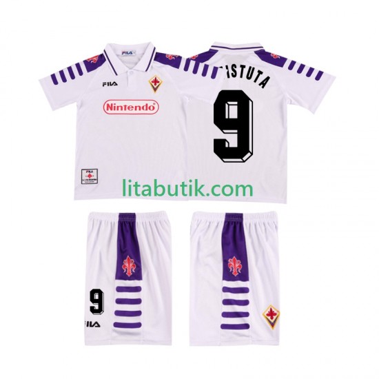 Fiorentina BASTUTA 9 Retro Barn Borta Fotbollströja 1998 1999 Kortärmad